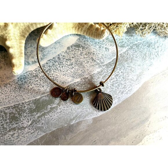 Alex and Ani Seashell Shell Beach Charm Gold Bangle Bracelet - Picture 3 of 13